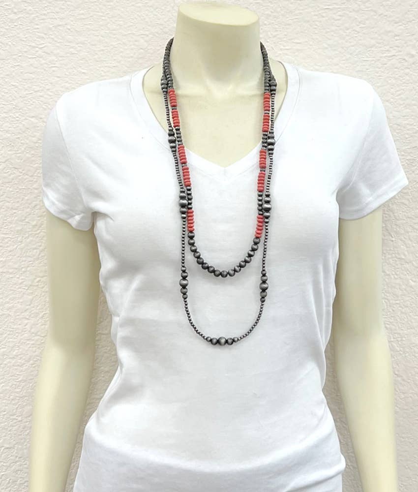 36" High Cotton Bead Necklace
