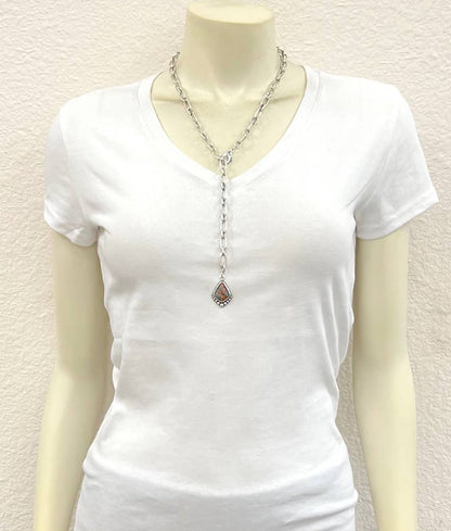 Spiny Gemstone Lariat Necklace