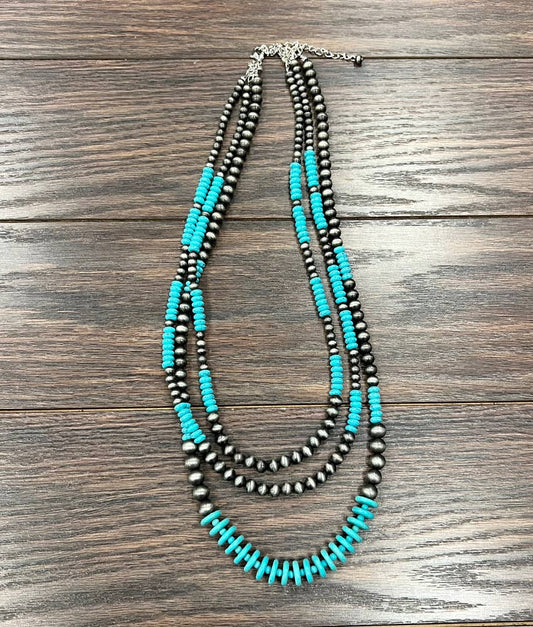 30" Annie Turquoise Bead Necklace
