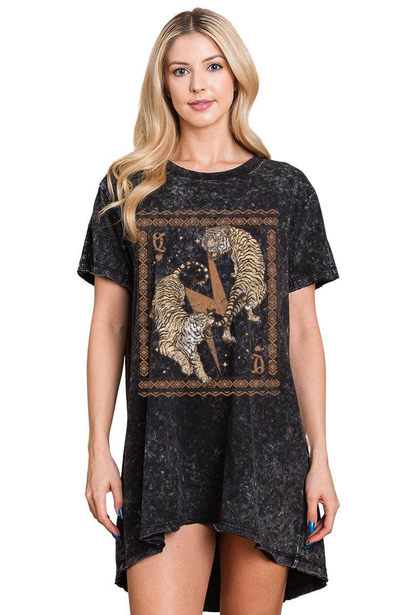 Vintage Tigers Boho Frame Graphic Tunic Top