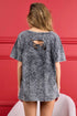 BiBi 4th Of July Theme Mineral Washed Laser Cut Top - Roaming Gypsy Boutique