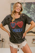 BiBi 4th Of July Theme Mineral Washed Laser Cut Top - Roaming Gypsy Boutique