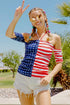 BiBi American Flag Off Shoulder With Front Ruched Top - Roaming Gypsy Boutique
