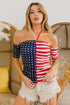 BiBi American Flag Off Shoulder With Front Ruched Top - Roaming Gypsy Boutique