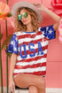 BiBi American Flag Theme USA Lettering Sequin Top - Roaming Gypsy Boutique