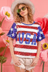 BiBi American Flag Theme USA Lettering Sequin Top - Roaming Gypsy Boutique