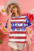 BiBi American Flag Theme USA Lettering Sequin Top - Roaming Gypsy Boutique