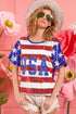BiBi American Flag Theme USA Lettering Sequin Top - Roaming Gypsy Boutique