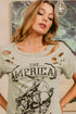 BiBi Cotton Slub Laser Top American Cow Boy Graphic - Roaming Gypsy Boutique