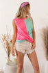 BiBi Slub Terry Color Block Twisted Top - Roaming Gypsy Boutique