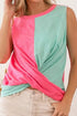 BiBi Slub Terry Color Block Twisted Top - Roaming Gypsy Boutique