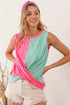 BiBi Slub Terry Color Block Twisted Top - Roaming Gypsy Boutique