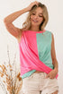 BiBi Slub Terry Color Block Twisted Top - Roaming Gypsy Boutique