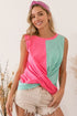 BiBi Slub Terry Color Block Twisted Top - Roaming Gypsy Boutique
