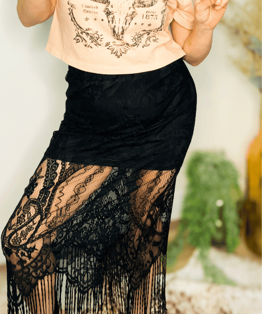 Black & Bold Senora Lace Skirt - Roaming Gypsy Boutique