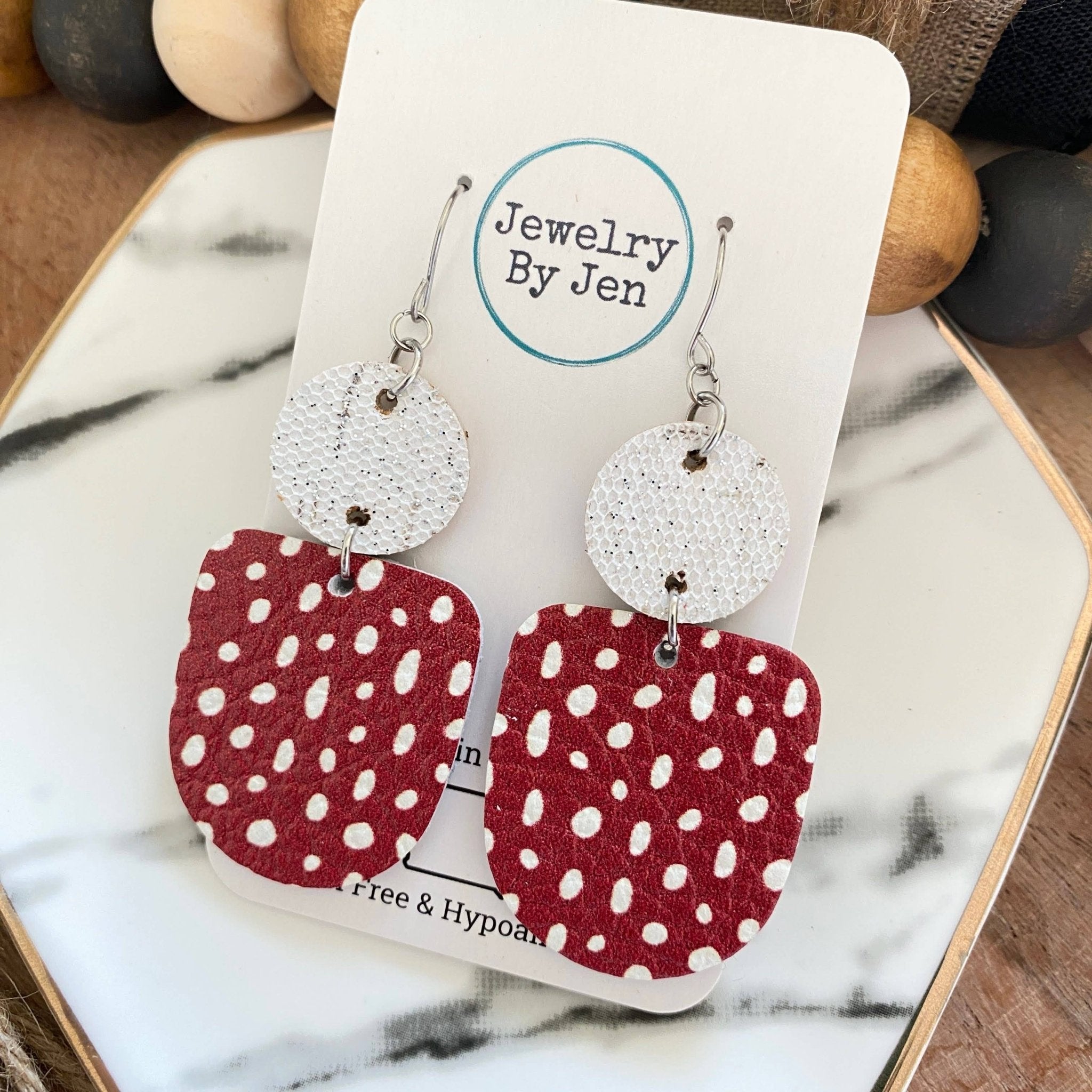Boho Dangle: White & Red Spots - Roaming Gypsy Boutique