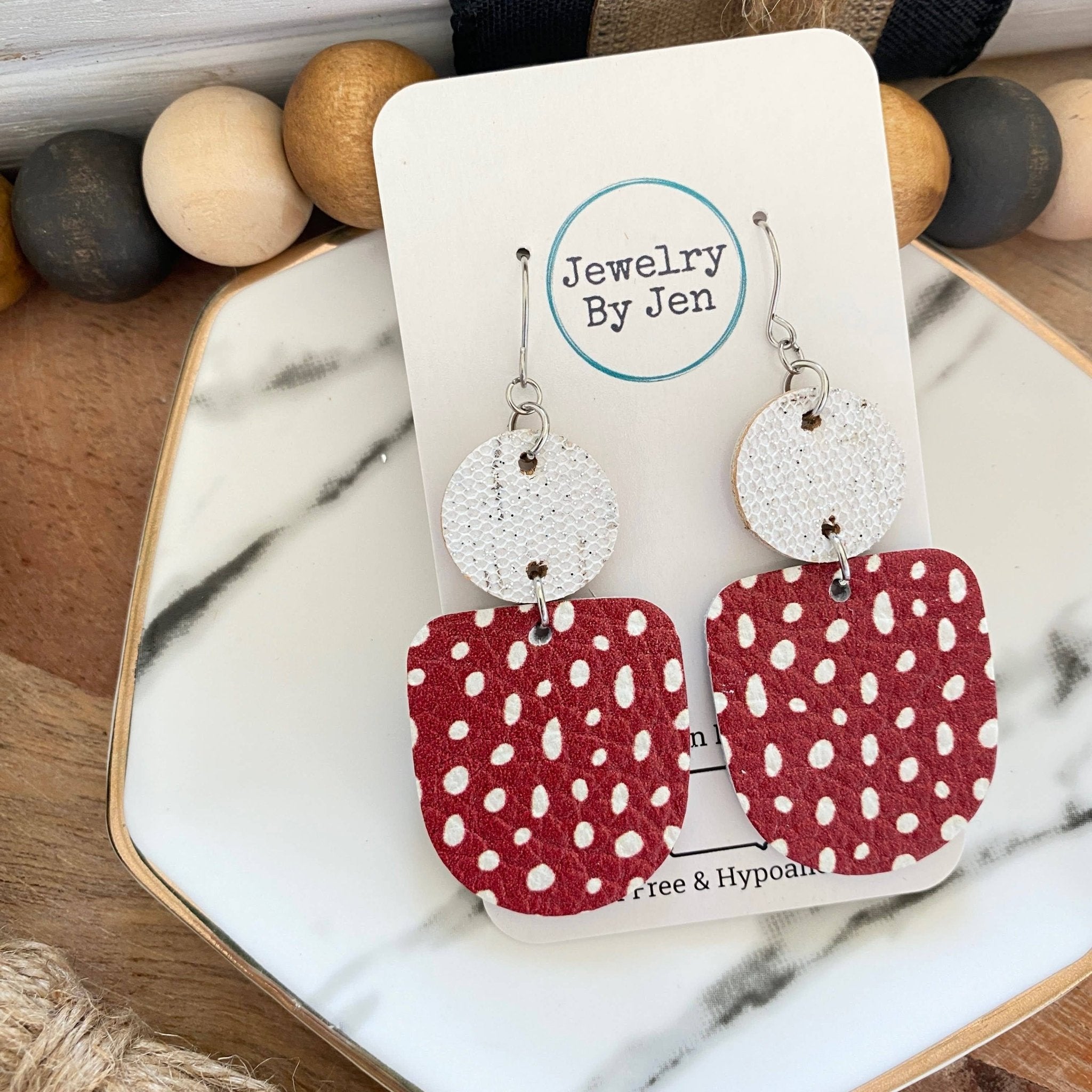 Boho Dangle: White & Red Spots - Roaming Gypsy Boutique
