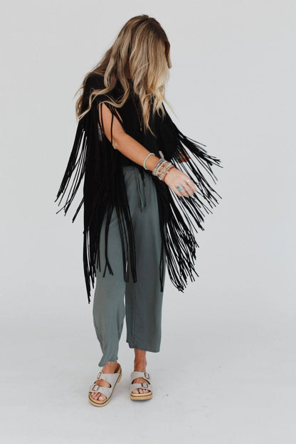 Boho Darlin Fringe Top - Black - Roaming Gypsy Boutique
