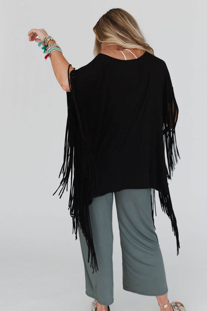 Boho Darlin Fringe Top - Black - Roaming Gypsy Boutique