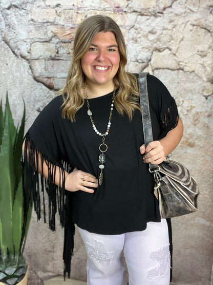 Boho Darlin Fringe Top - Black - Roaming Gypsy Boutique