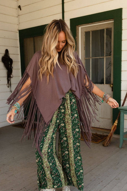Boho Darlin Fringe Top - Mocha - Roaming Gypsy Boutique