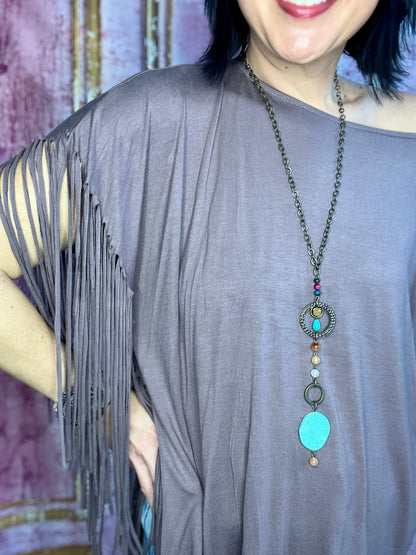 Boho Darlin Fringe Top - Mocha - Roaming Gypsy Boutique