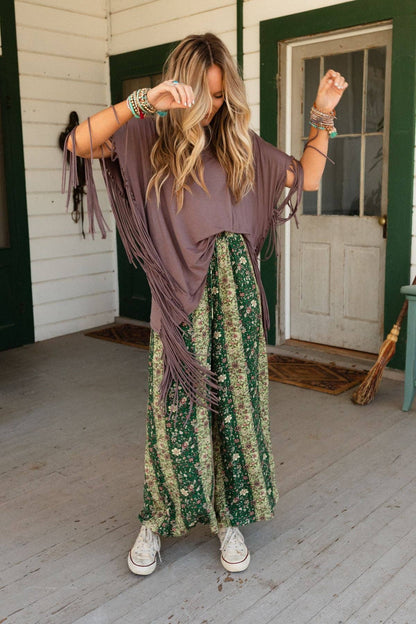 Boho Darlin Fringe Top - Mocha - Roaming Gypsy Boutique