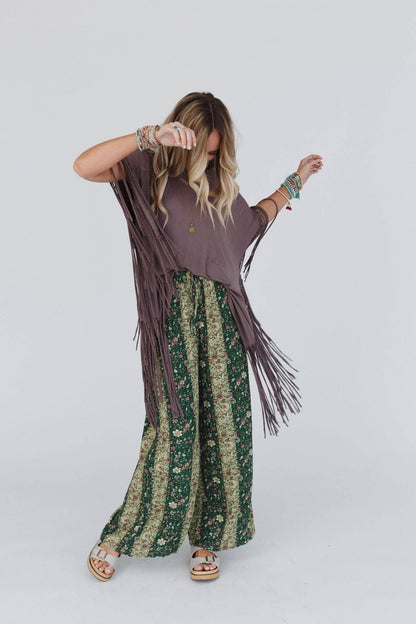 Boho Darlin Fringe Top - Mocha - Roaming Gypsy Boutique