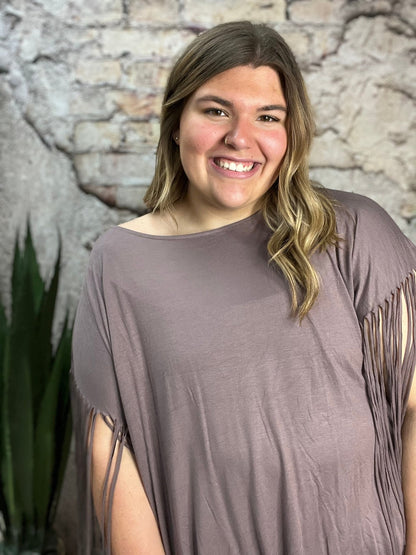 Boho Darlin Fringe Top - Mocha - Roaming Gypsy Boutique