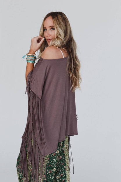 Boho Darlin Fringe Top - Mocha - Roaming Gypsy Boutique