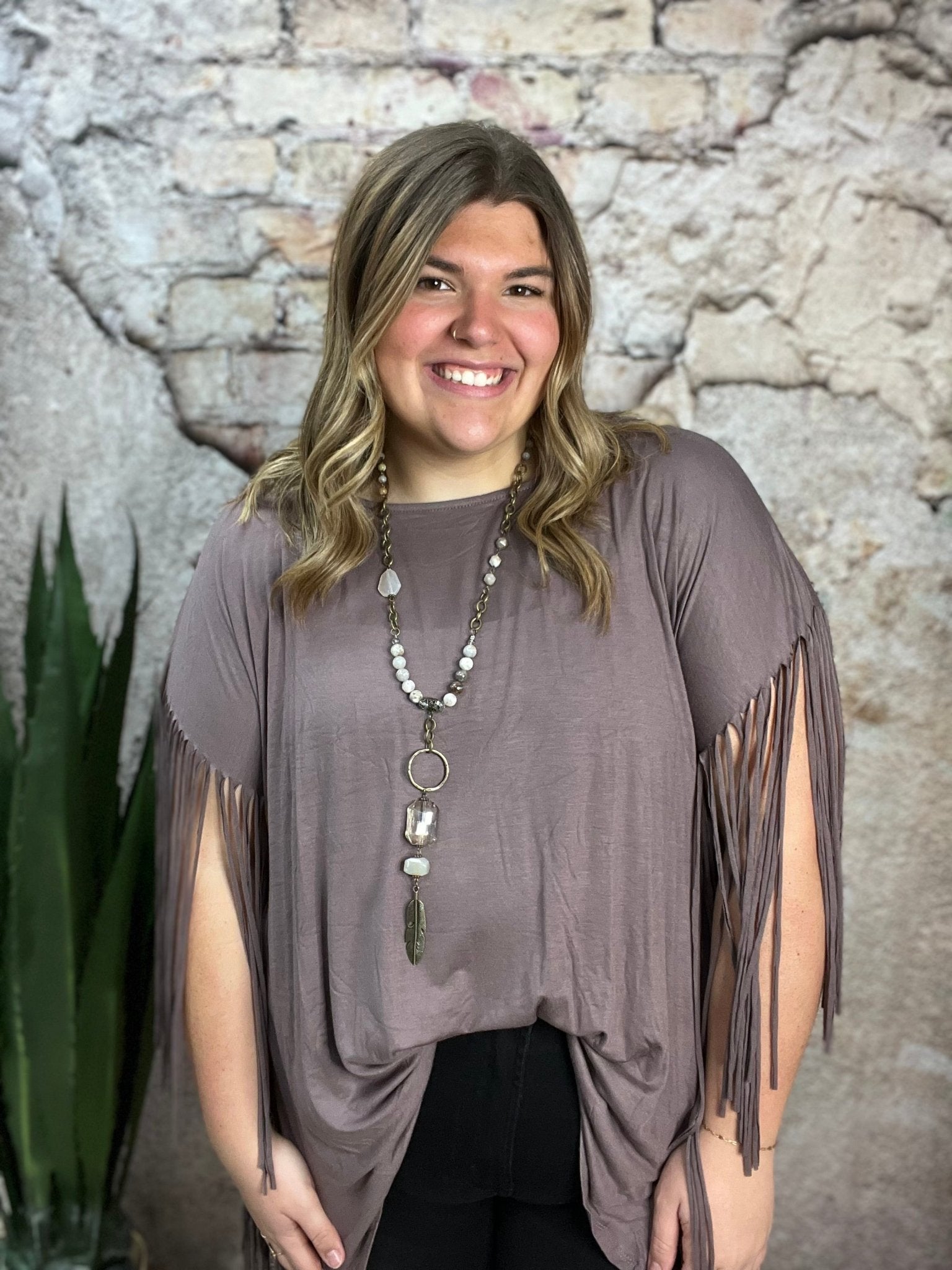 Boho Darlin Fringe Top - Mocha - Roaming Gypsy Boutique