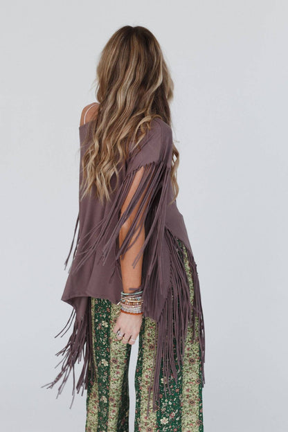 Boho Darlin Fringe Top - Mocha - Roaming Gypsy Boutique