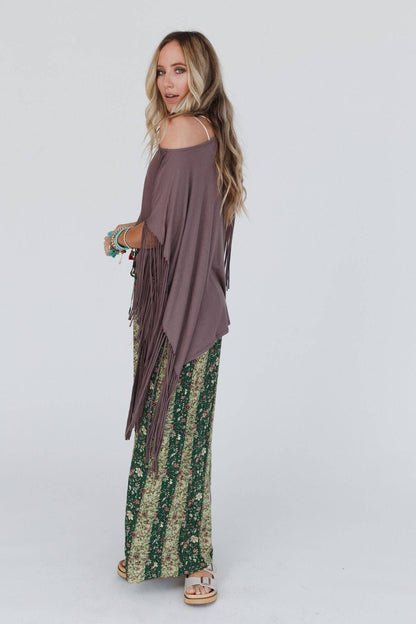 Boho Darlin Fringe Top - Mocha - Roaming Gypsy Boutique