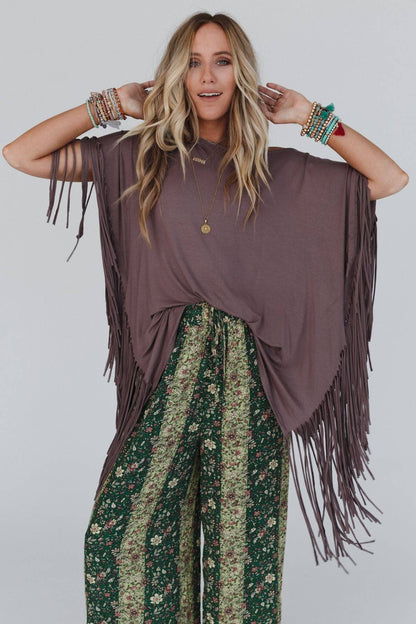 Boho Darlin Fringe Top - Mocha - Roaming Gypsy Boutique