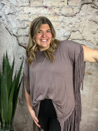 Boho Darlin Fringe Top - Mocha - Roaming Gypsy Boutique