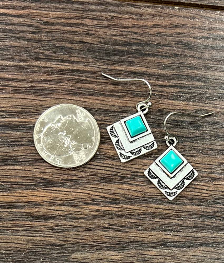 Boho Stamped Turquoise Earrings - Roaming Gypsy Boutique