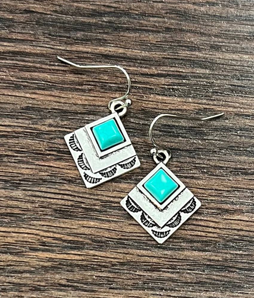 Boho Stamped Turquoise Earrings - Roaming Gypsy Boutique