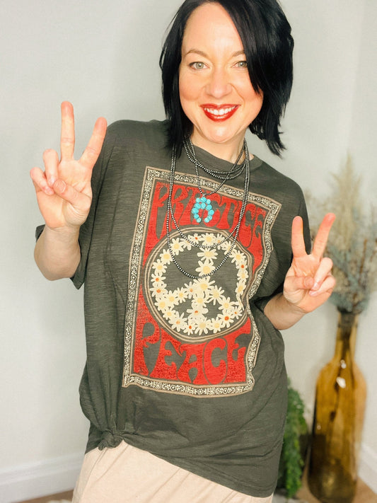 Boyfriend Peace Tee by Natural Life - Roaming Gypsy Boutique