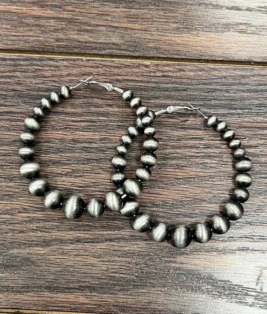 65mm Hoop, Graduated Navajo Earrings