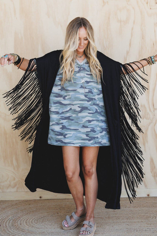 Western Showstopper Duster Kimono - Black