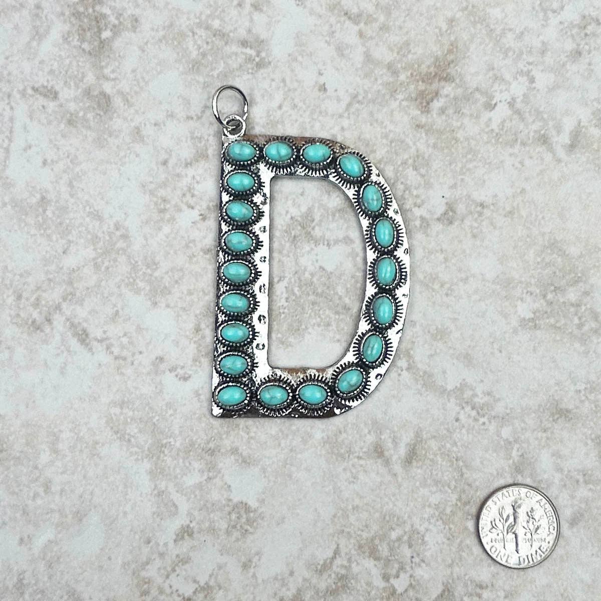 Western Faux Turquoise Initial Pendant