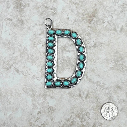 Western Faux Turquoise Initial Pendant