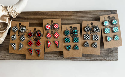 Checker Post Combo Earring Sets