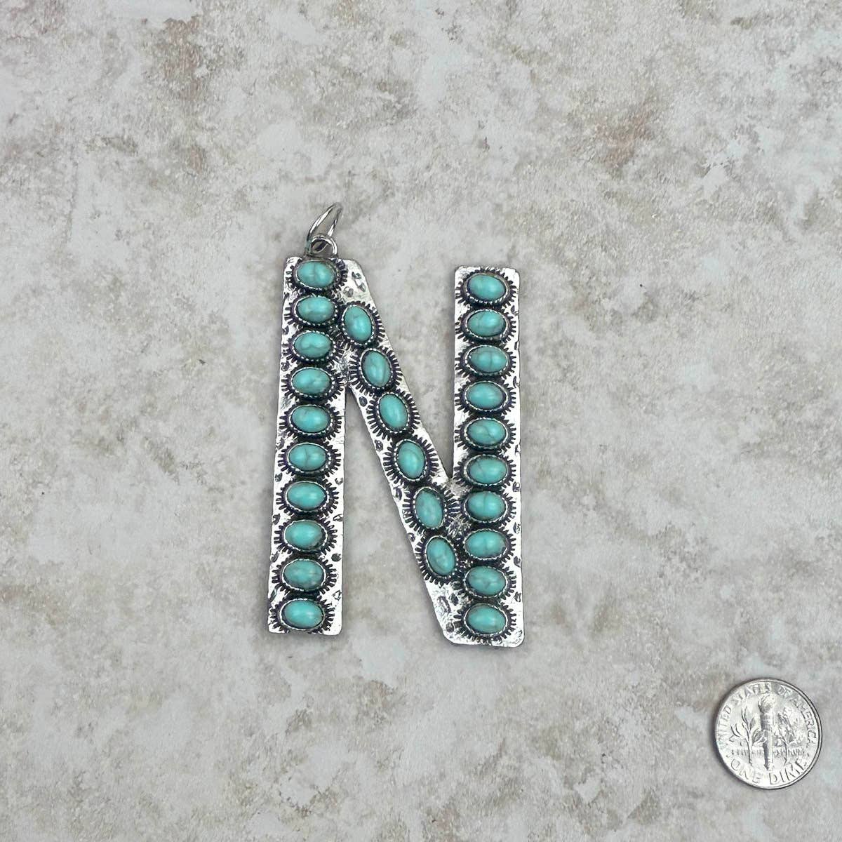 Western Faux Turquoise Initial Pendant