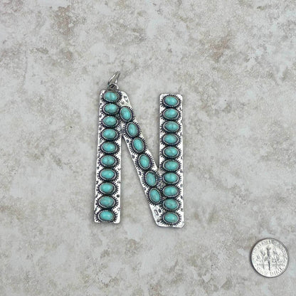 Western Faux Turquoise Initial Pendant