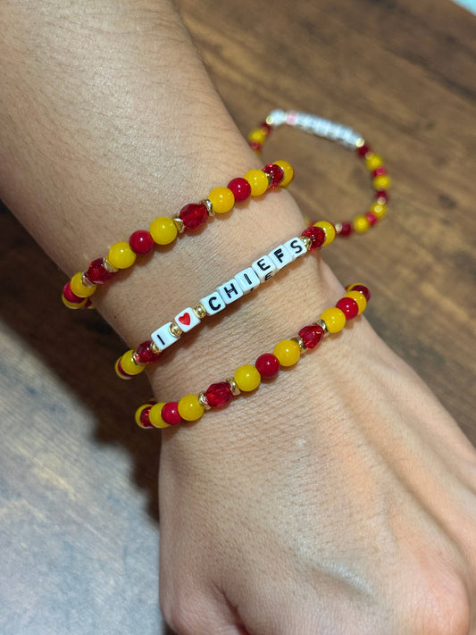 KC Red and Yellow Stretch Beaded Bracelet