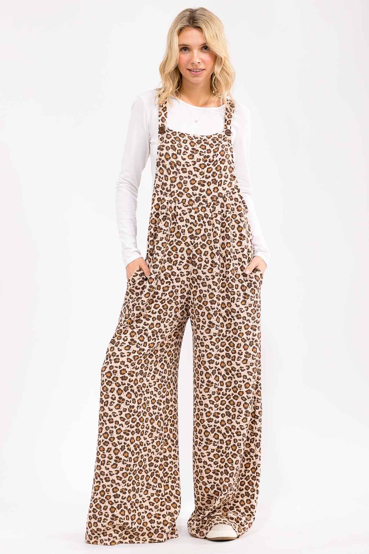 Lucy Leopard Wide Leg Overalls