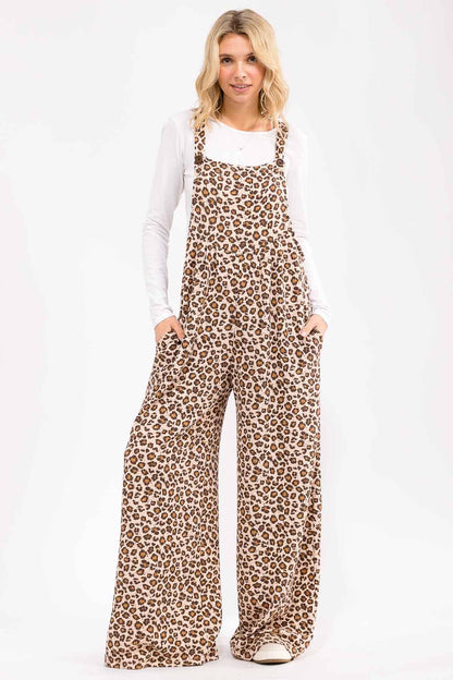Lucy Leopard Wide Leg Overalls