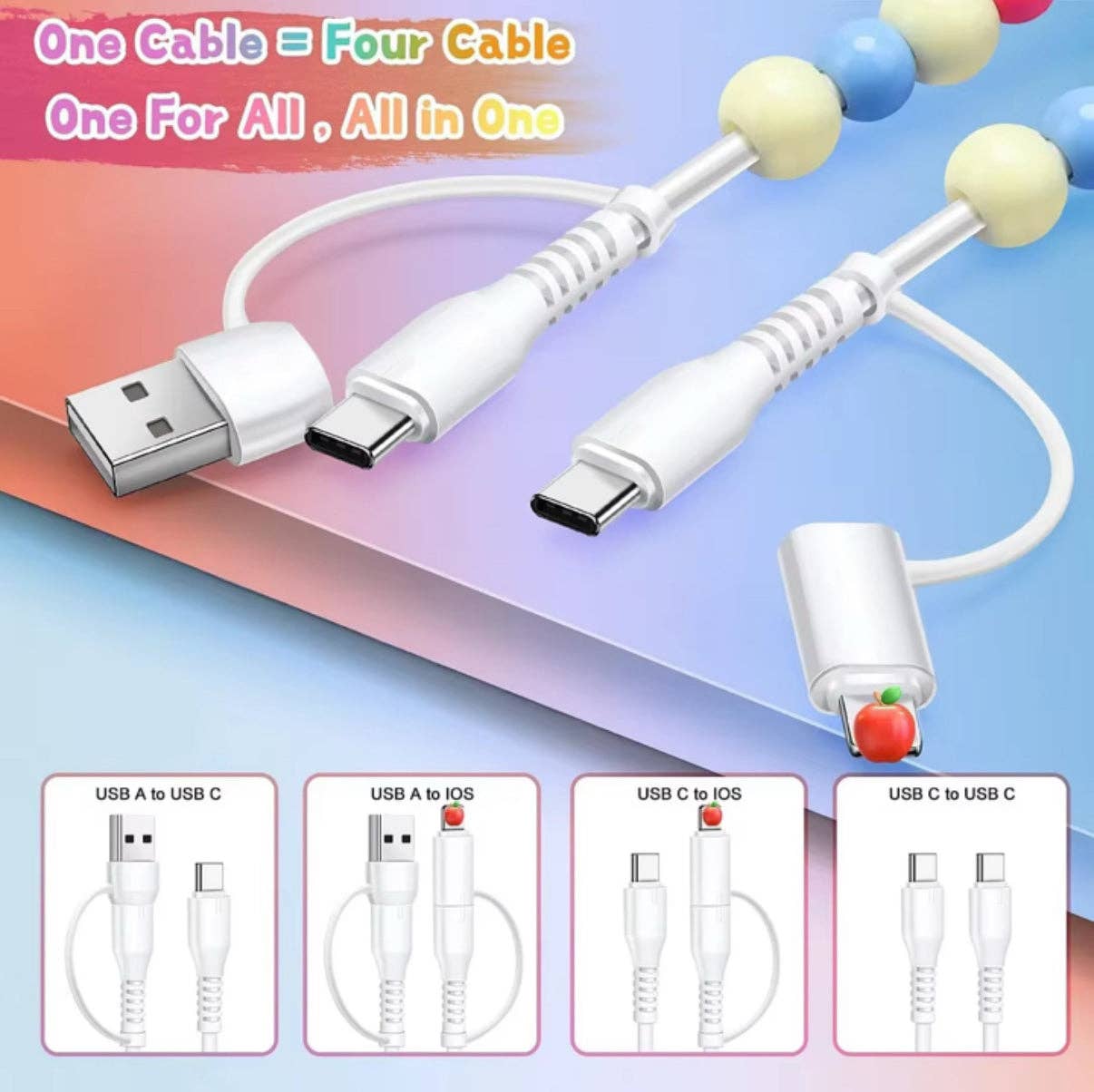 Cowboy Beaded 4-IN-1 Charging Cable