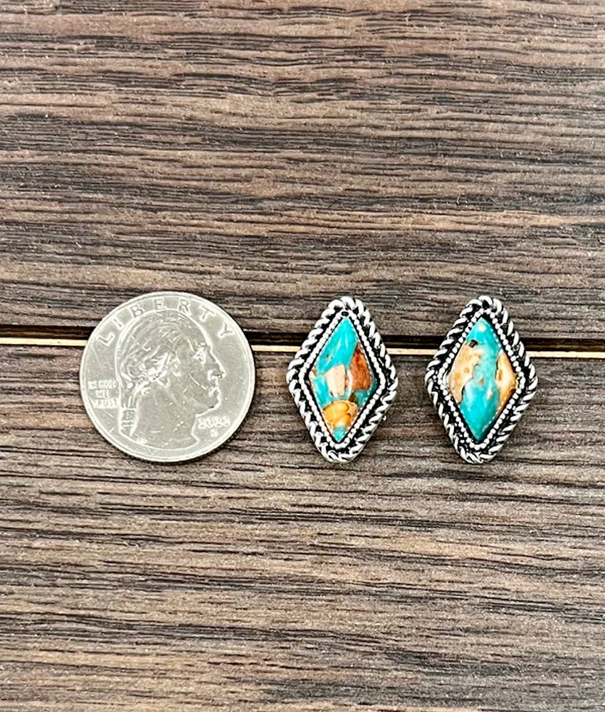 16mm Multi Diamond Gem Stud Earrings